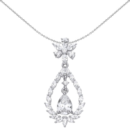 Silver  Fiery Snowflake Chandelier Pendant Necklace - GVP593