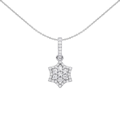 Silver  CZ 6 Pointed Star of Magen David Pendant Necklace - GVP608