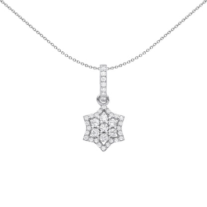 Silver  CZ 6 Pointed Star of Magen David Pendant Necklace 18 inch - GVP608