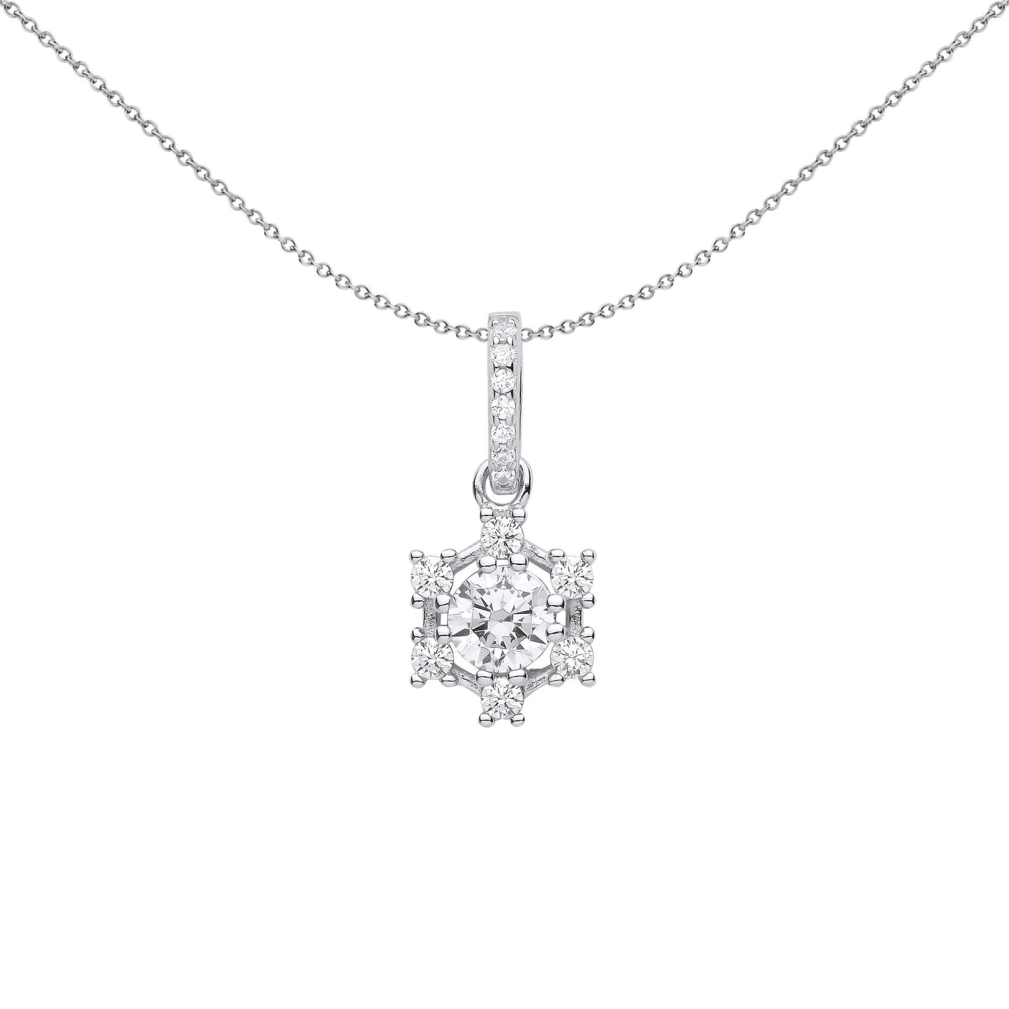 Silver  CZ Butterfly Cluster Solitaire Pendant Necklace - GVP610