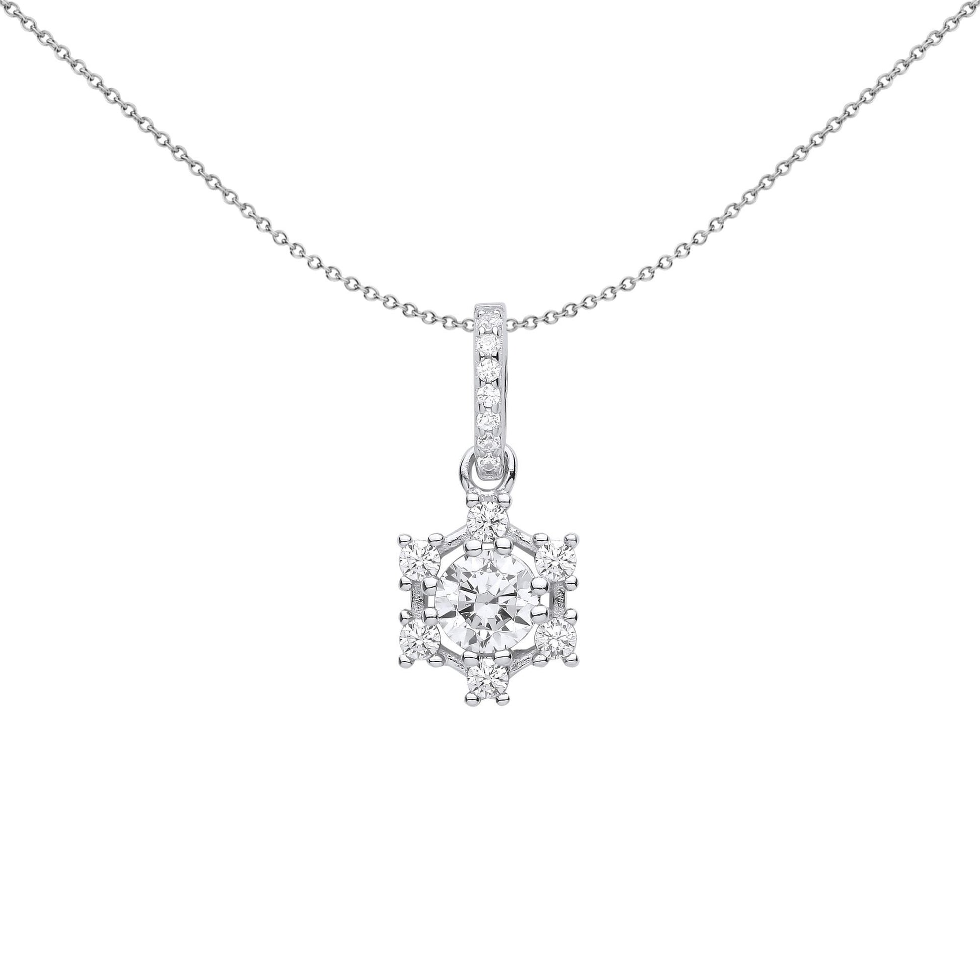 Silver  CZ Butterfly Cluster Solitaire Pendant Necklace - GVP610