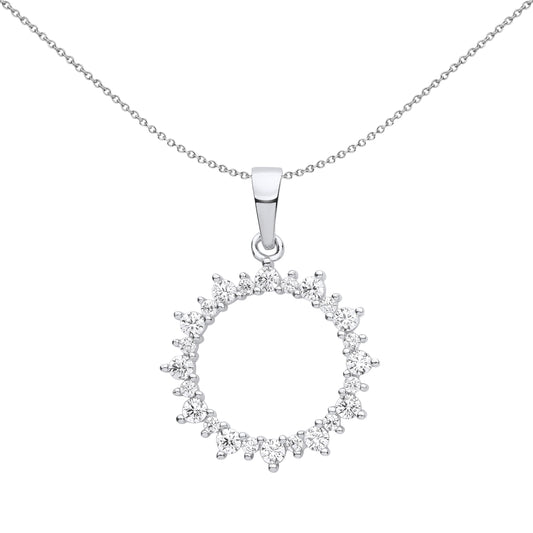 Silver  Fuzzy Electric Circle of Life Pendant Necklace - GVP615