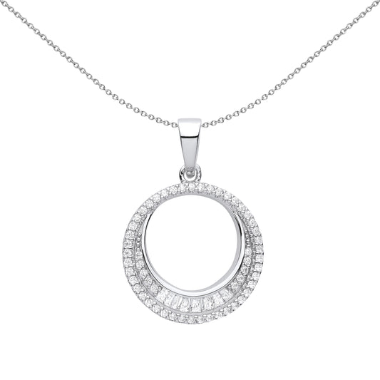 Silver CZ Fancy Circle Necklace - GVP616
