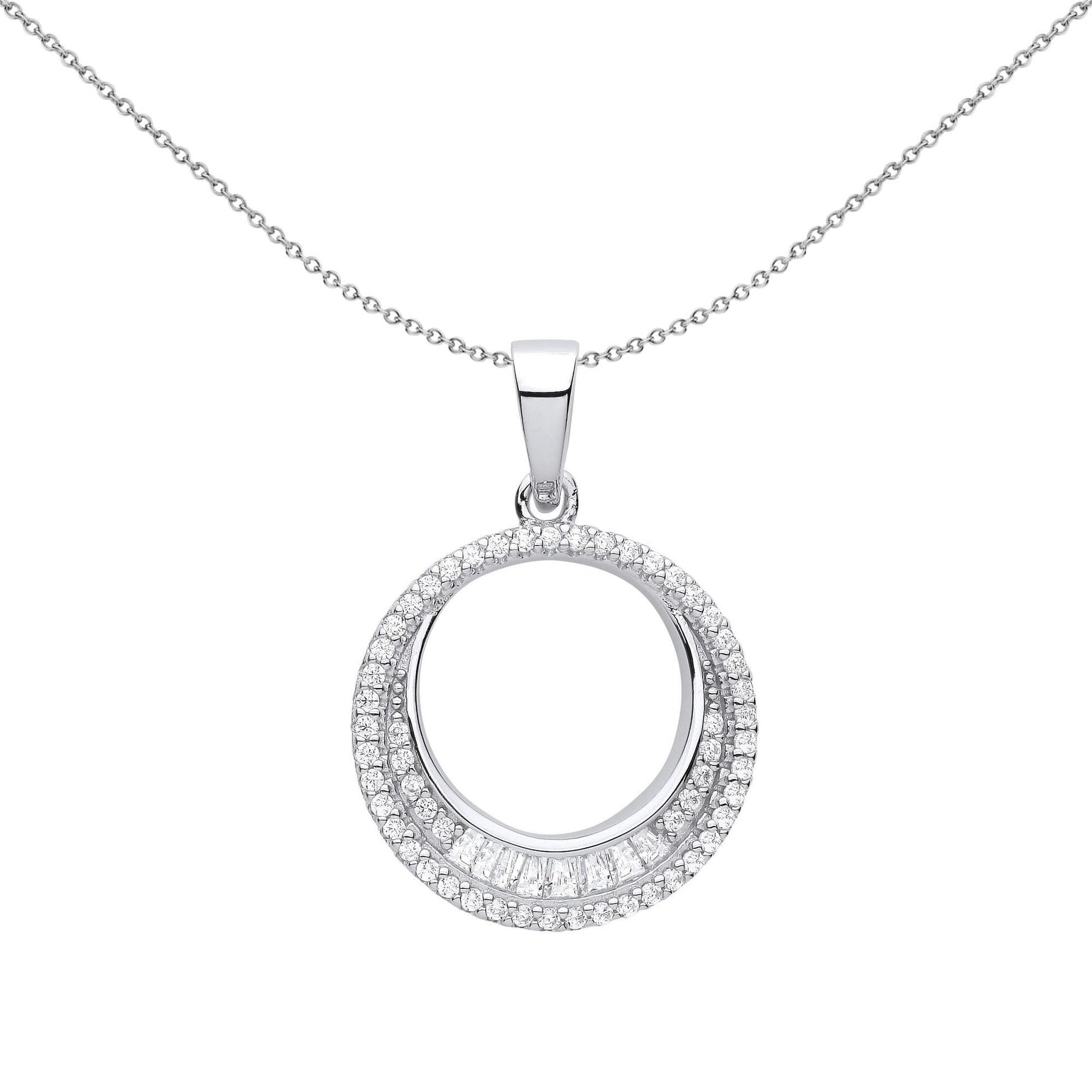 Silver  CZ Egyptian Collar Circle of Life Eclipse Necklace - GVP616