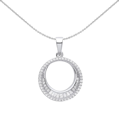 Silver  CZ Egyptian Collar Circle of Life Eclipse Necklace 18" - GVP616
