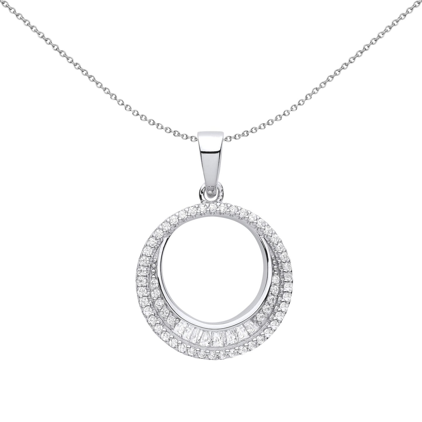 Silver  CZ Egyptian Collar Circle of Life Eclipse Necklace - GVP616
