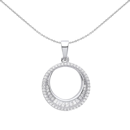 Silver  CZ Egyptian Collar Circle of Life Eclipse Necklace - GVP616
