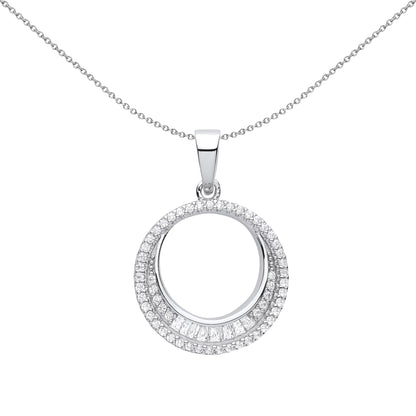 Silver  CZ Fancy Circle Necklace - GVP616