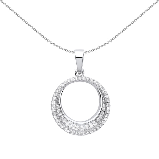 Silver  CZ Egyptian Collar Circle of Life Eclipse Necklace 18" - GVP616