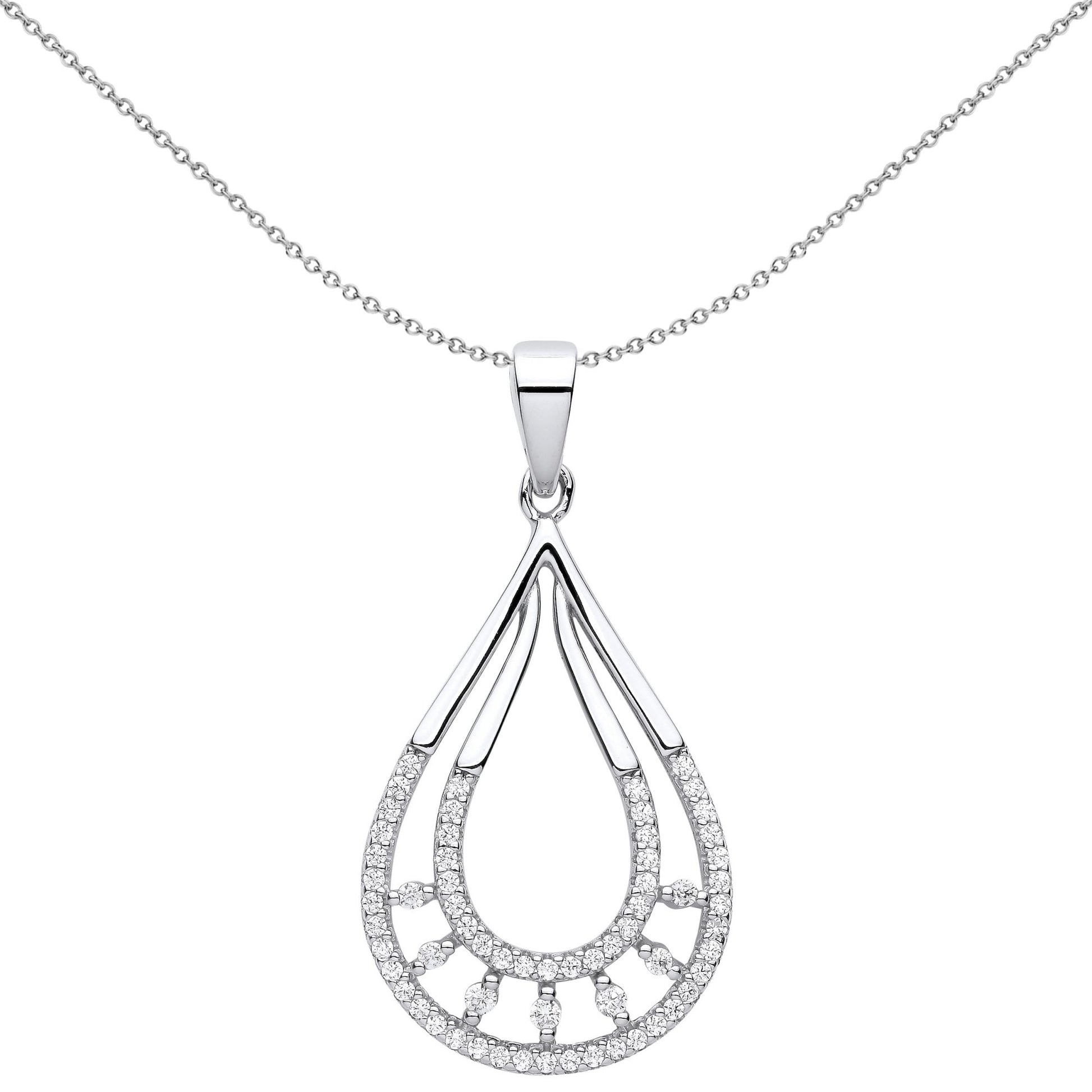 925 Silver  CZ Horseshoe Egyptian Collar Pendant Necklace 18 inch - GVP620