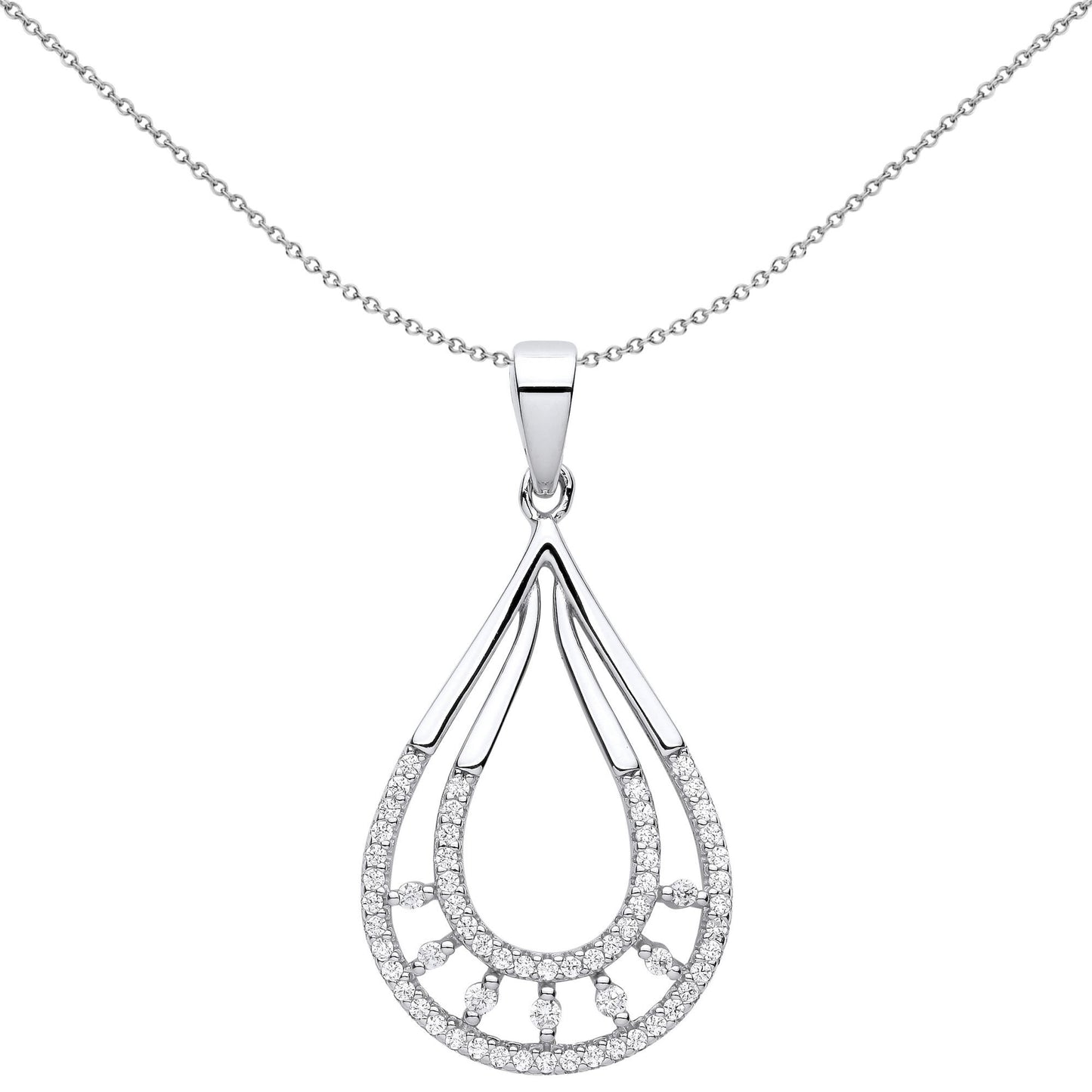 925 Silver  CZ Horseshoe Egyptian Collar Pendant Necklace - GVP620