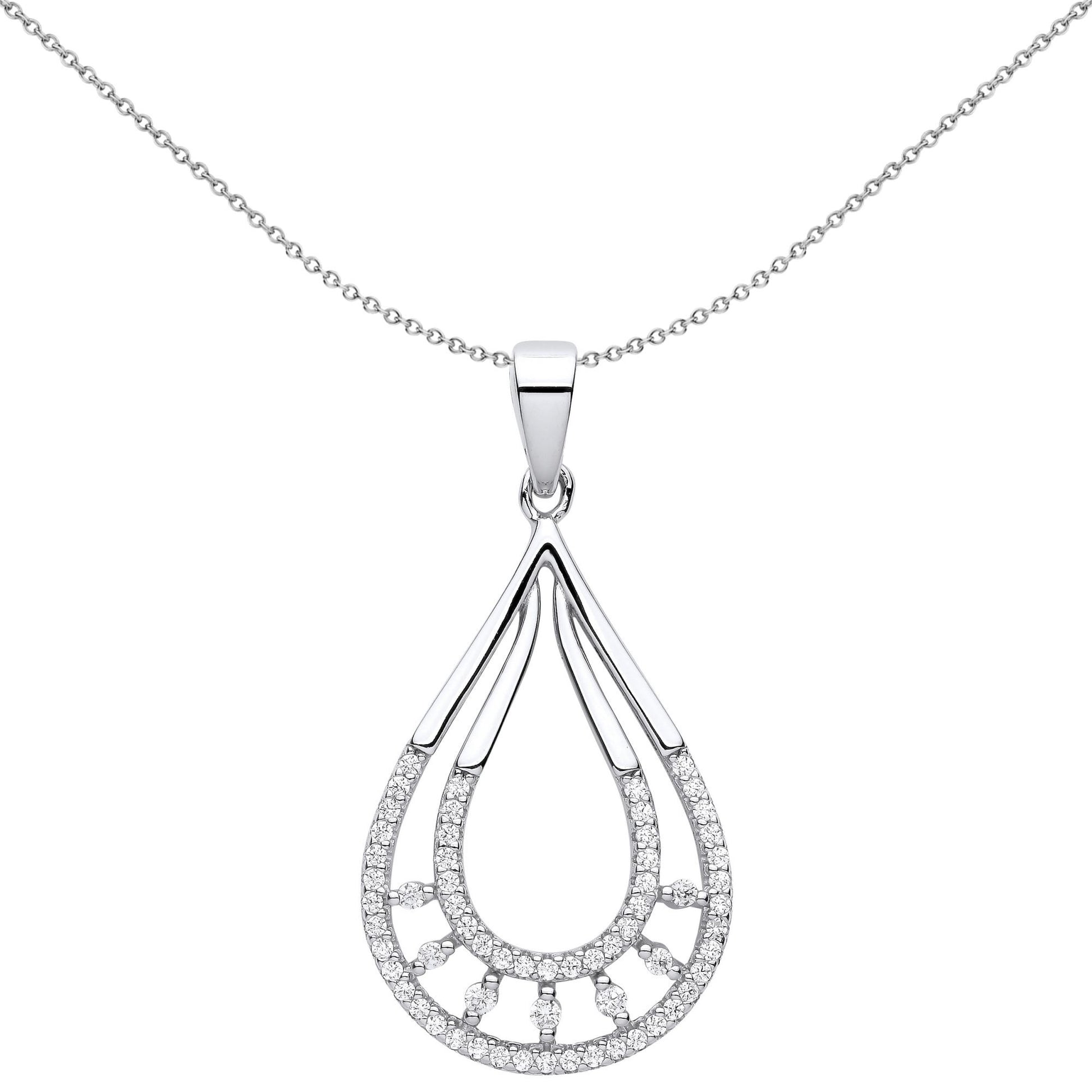 925 Silver  CZ Horseshoe Egyptian Collar Pendant Necklace - GVP620