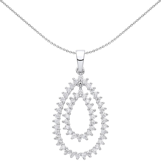Silver  CZ Fizzy Electrified Avocado Pear Pendant Necklace - GVP621