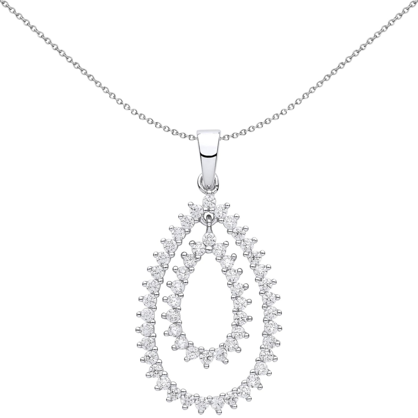 Silver  CZ Fizzy Electrified Avocado Pear Pendant Necklace - GVP621