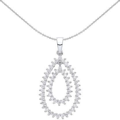Silver  CZ Fizzy Electrified Avocado Pear Pendant Necklace - GVP621