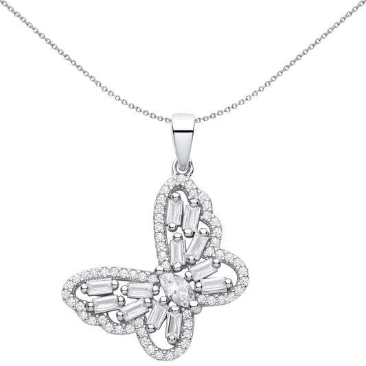 Silver  CZ Soaring Majestic Butterfly Eternity Necklace 18" - GVP624