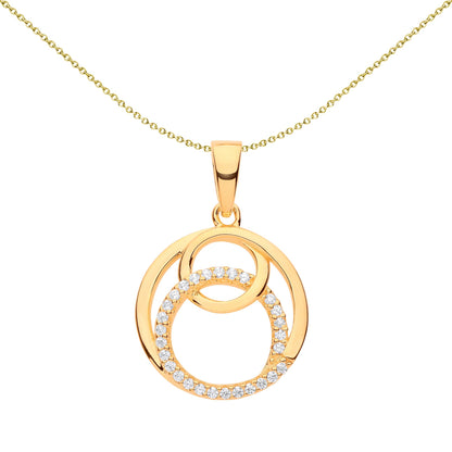 Gilded Silver  CZ Neverending Circle of Life Infinity Necklace 18" - GVP625