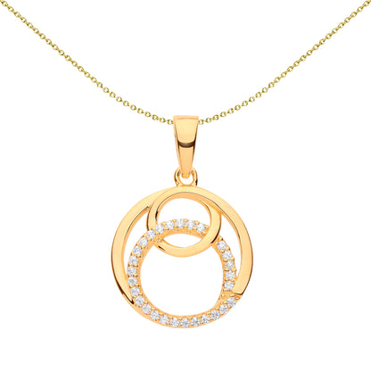 Gilded Silver  CZ Neverending Circle of Life Infinity Necklace 18" - GVP625