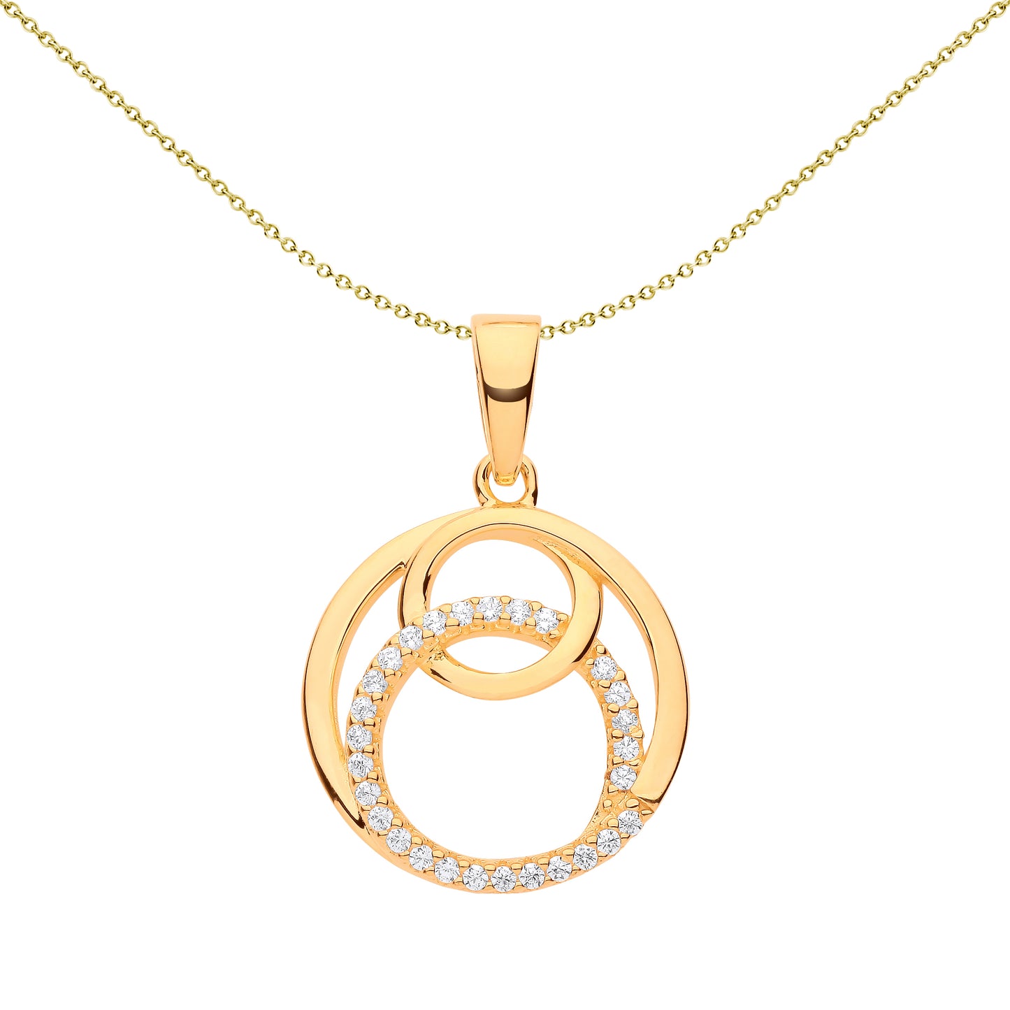 Gilded Silver  CZ Neverending Circle of Life Infinity Necklace 18" - GVP625