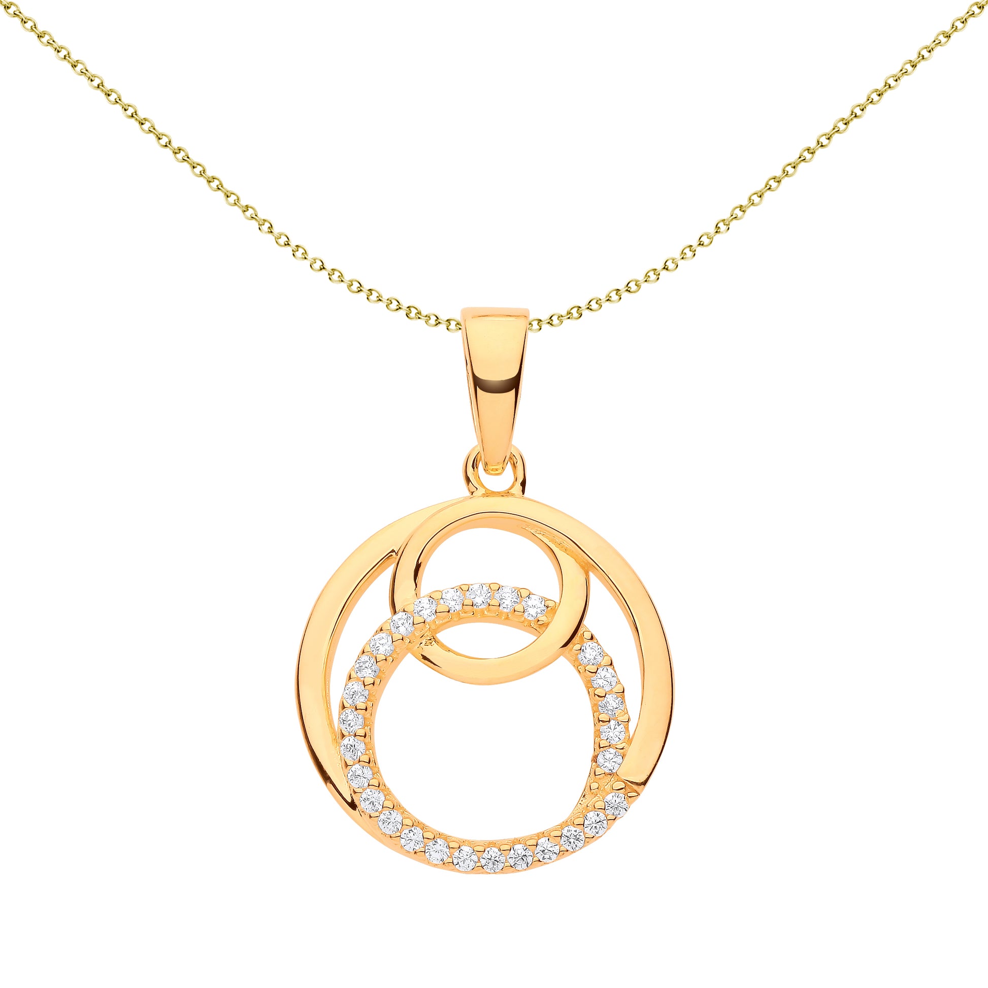 Gilded Silver  CZ Neverending Circle of Life Infinity Necklace 18" - GVP625