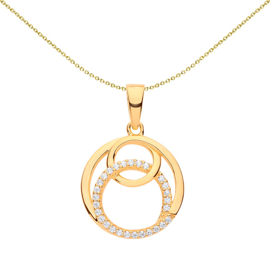 Gilded Silver  CZ Neverending Circle of Life Infinity Necklace 18" - GVP625