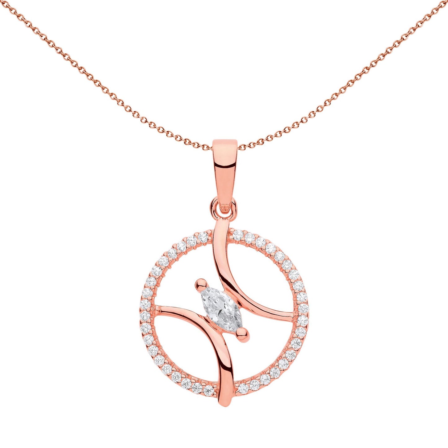 Rose Silver  CZ Baseball Tennis Ball Circle of Life Necklace - GVP629