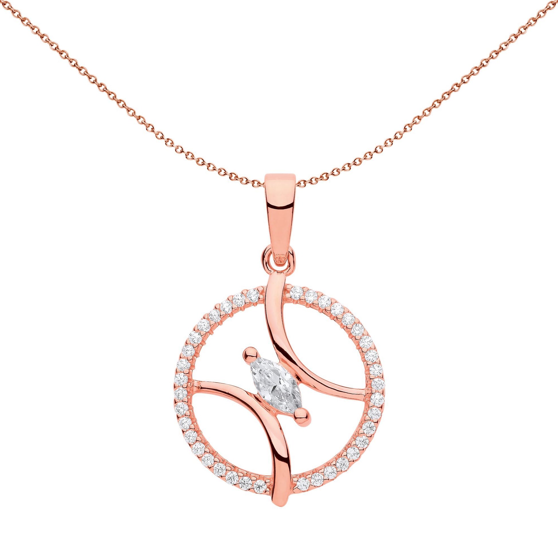 Rose Silver  CZ Baseball Tennis Ball Circle of Life Necklace - GVP629