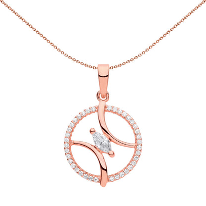 Rose Silver  CZ Baseball Tennis Ball Circle of Life Necklace - GVP629