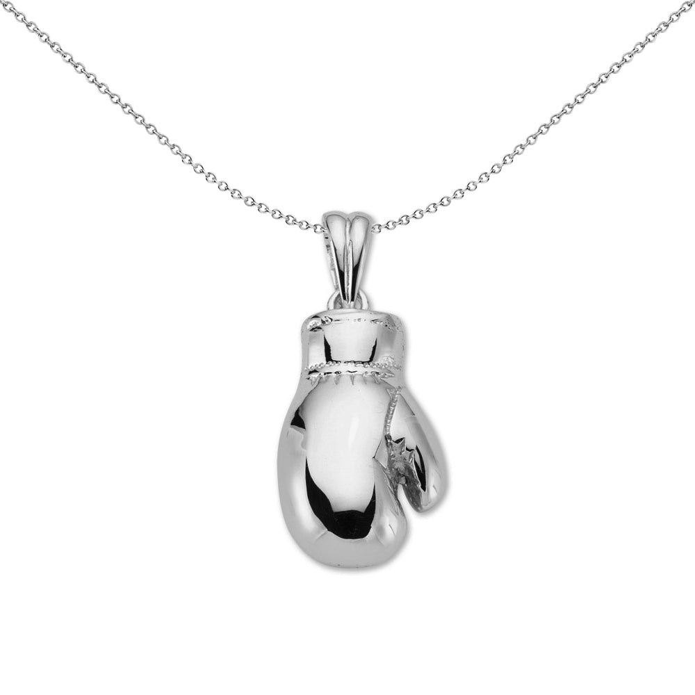 Mens 925 Silver  MMA Sparring Boxing Glove Pendant Necklace Large - GVP644