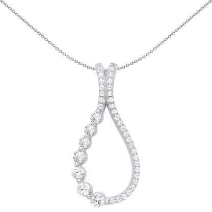 Silver  Raindrop Split Loop Eternity Pendant Necklace - GVP647