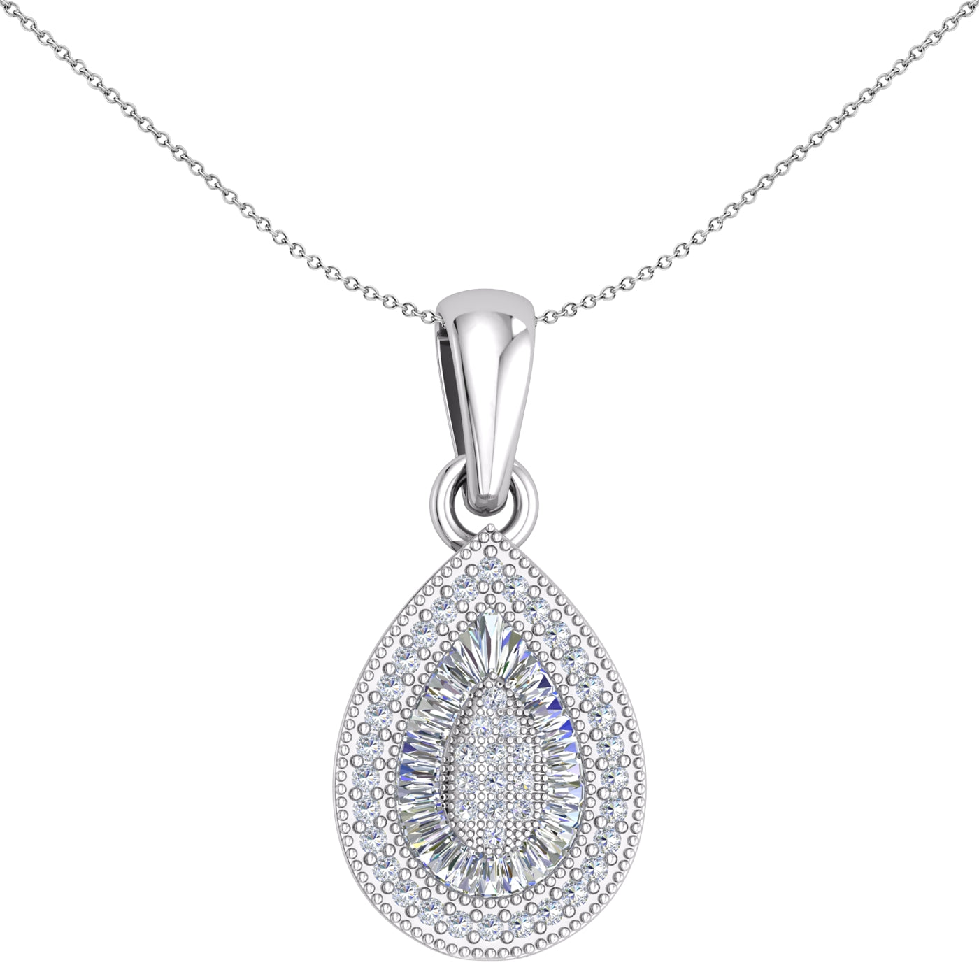 Silver  CZ Shimmering Sunshine Avocado Pendant Necklace 18" - GVP649