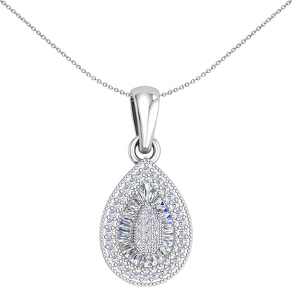 Silver  CZ Shimmering Sunshine Avocado Pendant Necklace 18" - GVP649