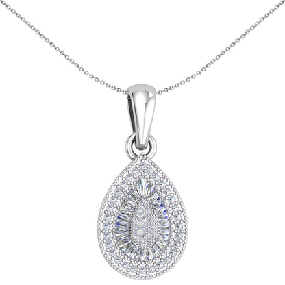 Silver  CZ Shimmering Sunshine Avocado Pendant Necklace - GVP649