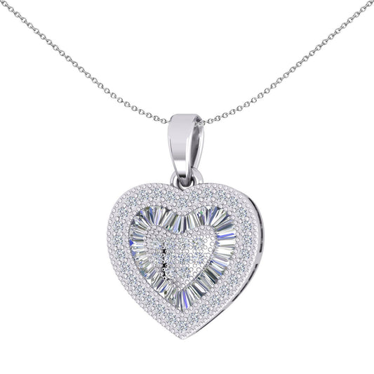 Silver  CZ Shimmering Sunshine Cluster Heart Pendant Necklace - GVP650