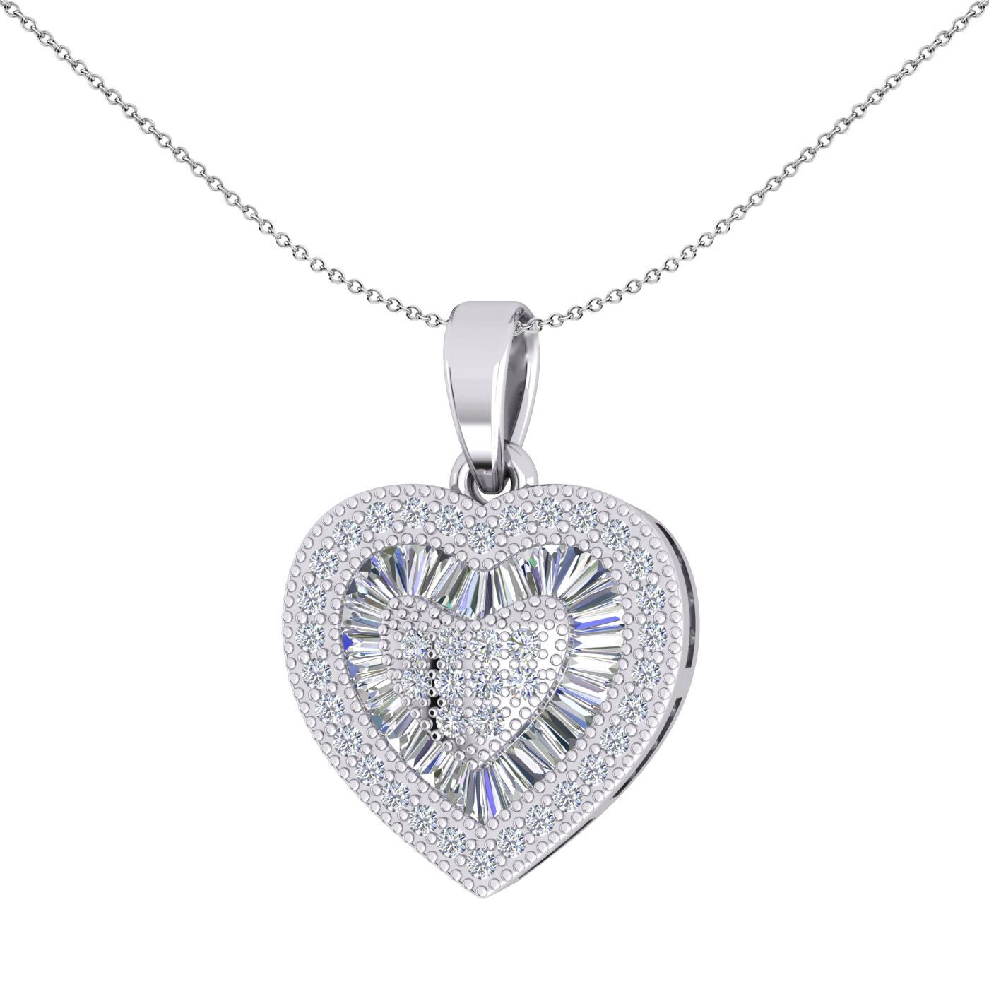 Silver  CZ Shimmering Sunshine Cluster Heart Pendant Necklace - GVP650