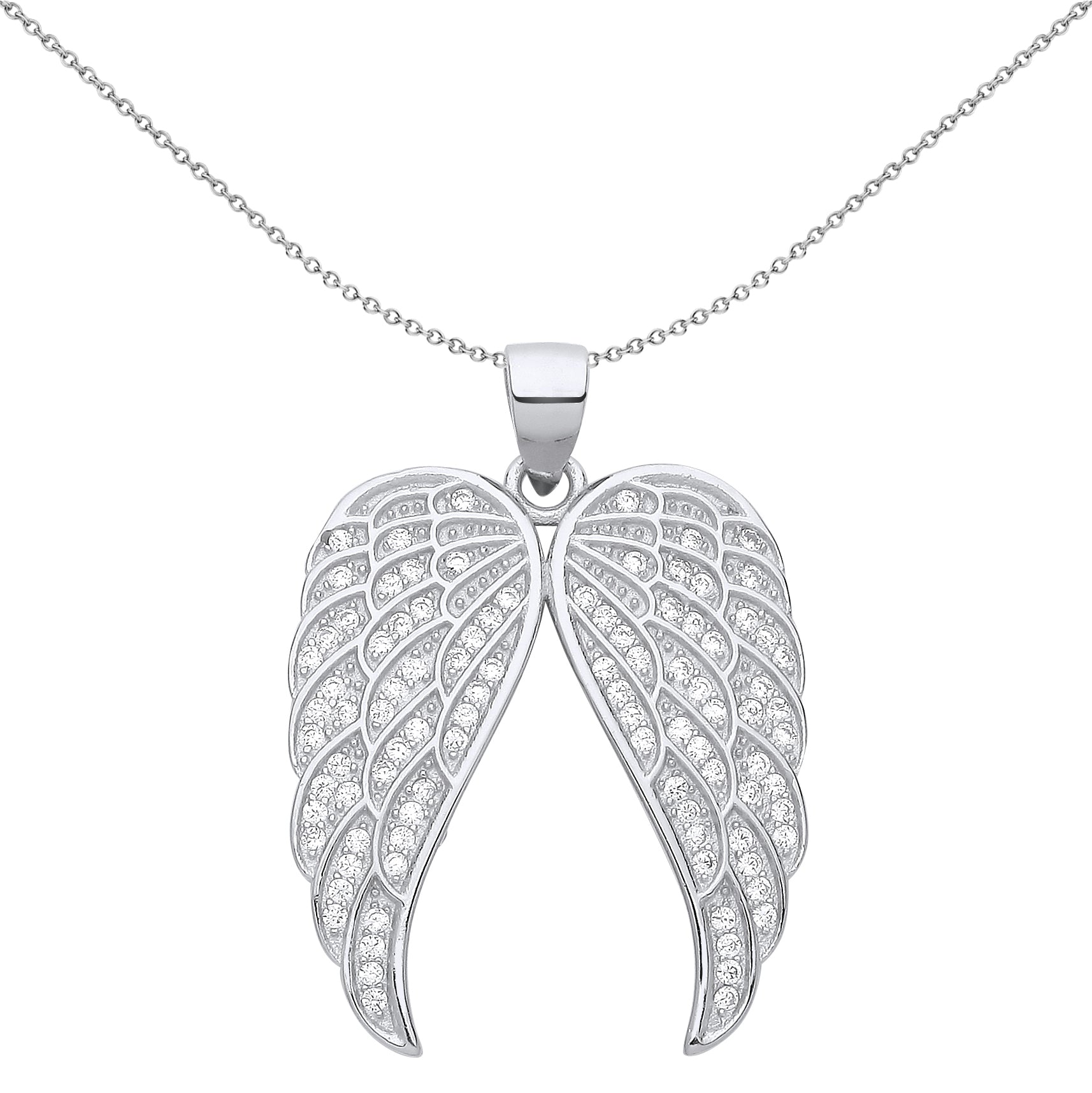 Silver  CZ Folded Butterfly Angel Wings Pendant Necklace 18 inch - GVP658