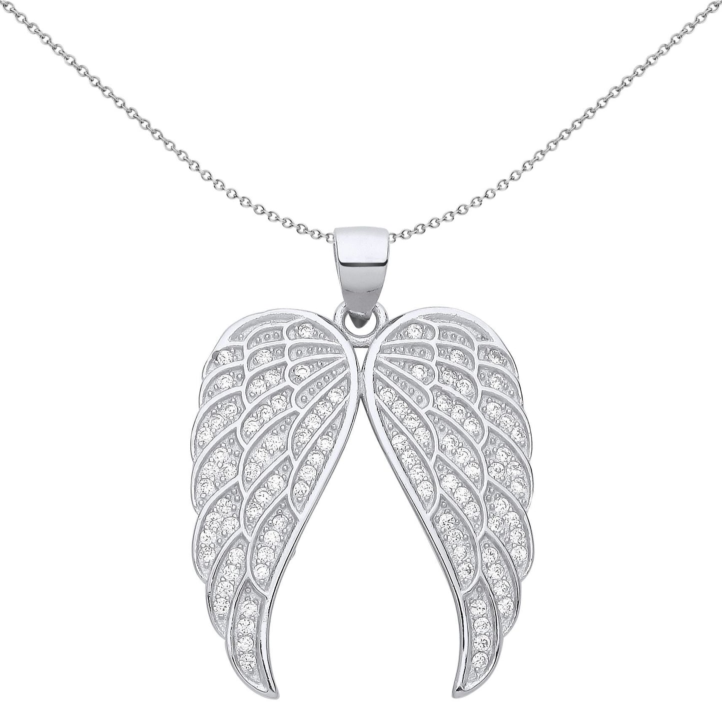 Silver  CZ Folded Butterfly Angel Wings Pendant Necklace - GVP658
