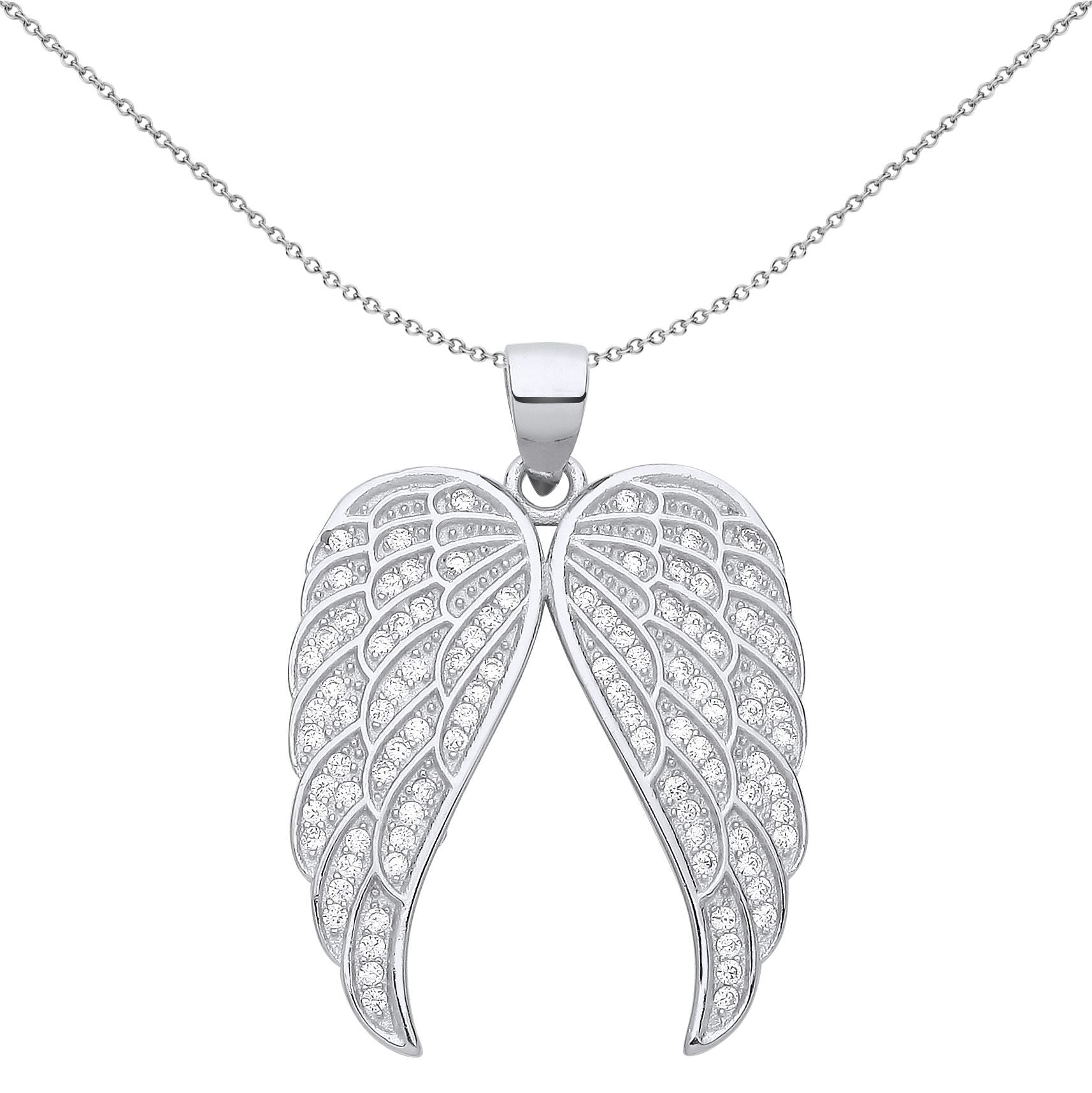 Silver  CZ Folded Butterfly Angel Wings Pendant Necklace - GVP658