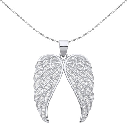 Silver  CZ Folded Butterfly Angel Wings Pendant Necklace - GVP658