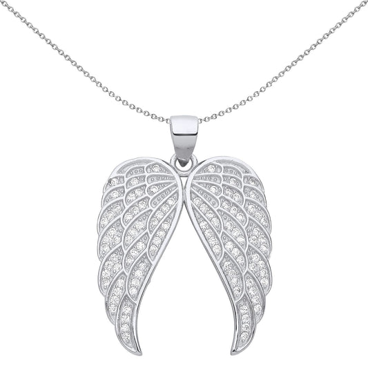 Silver  CZ Folded Butterfly Angel Wings Pendant Necklace - GVP658
