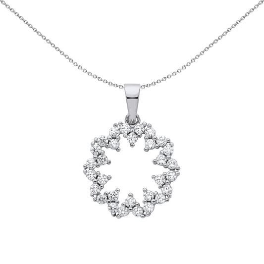 Silver  CZ Supernova Hypotrochoid Cluster Pendant Necklace 18 inch - GVP659