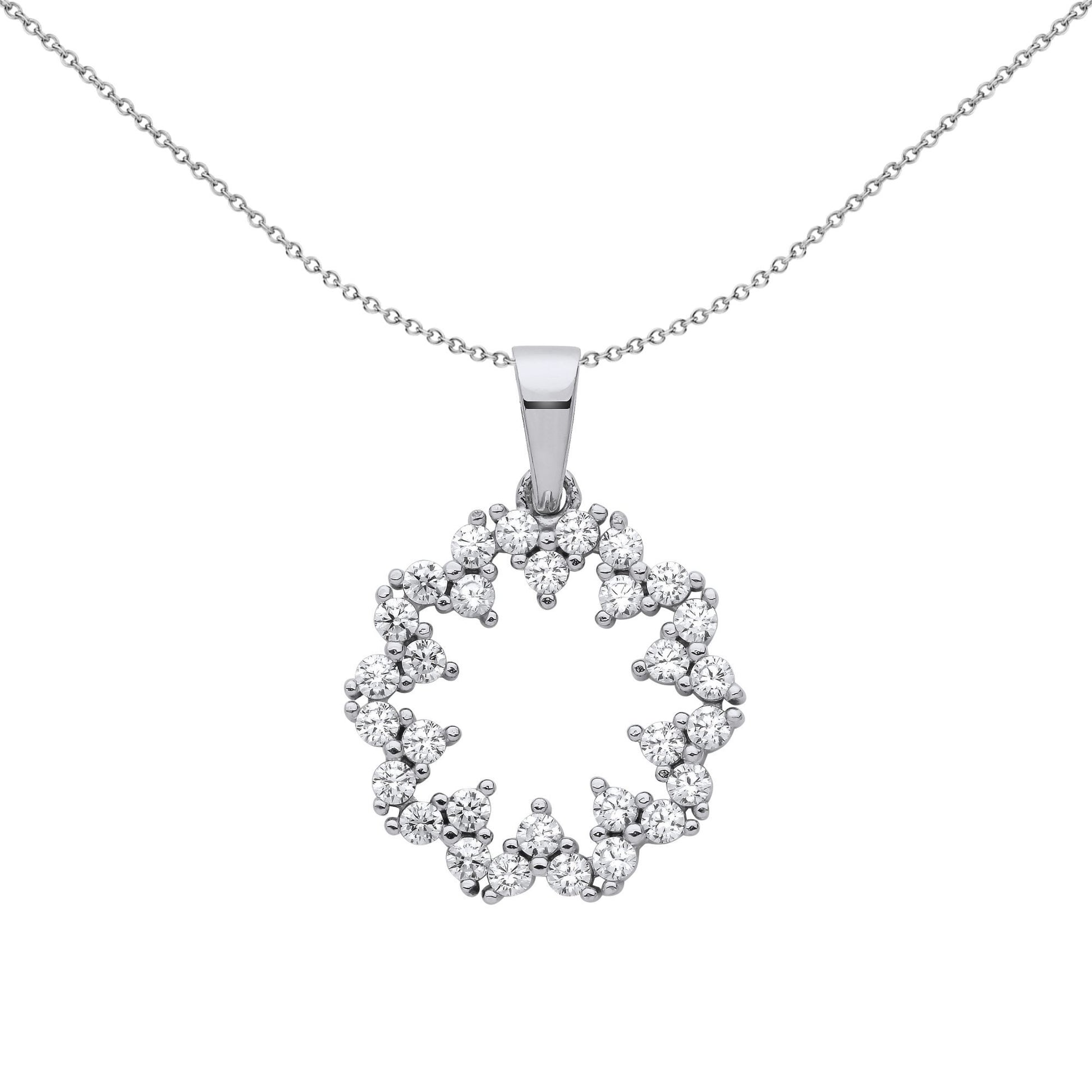 Silver  CZ Supernova Hypotrochoid Cluster Pendant Necklace - GVP659