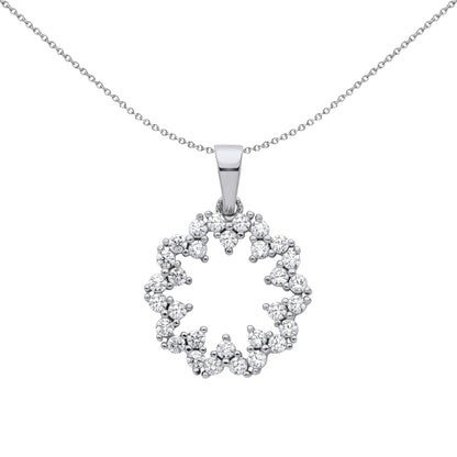 Silver  CZ Supernova Hypotrochoid Cluster Pendant Necklace - GVP659