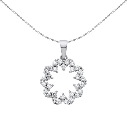 Silver  CZ Supernova Hypotrochoid Cluster Pendant Necklace 18 inch - GVP659