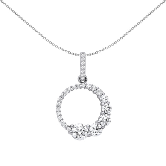 Silver  Graduated Circle of Life Ouroboros Pendant Necklace - GVP662