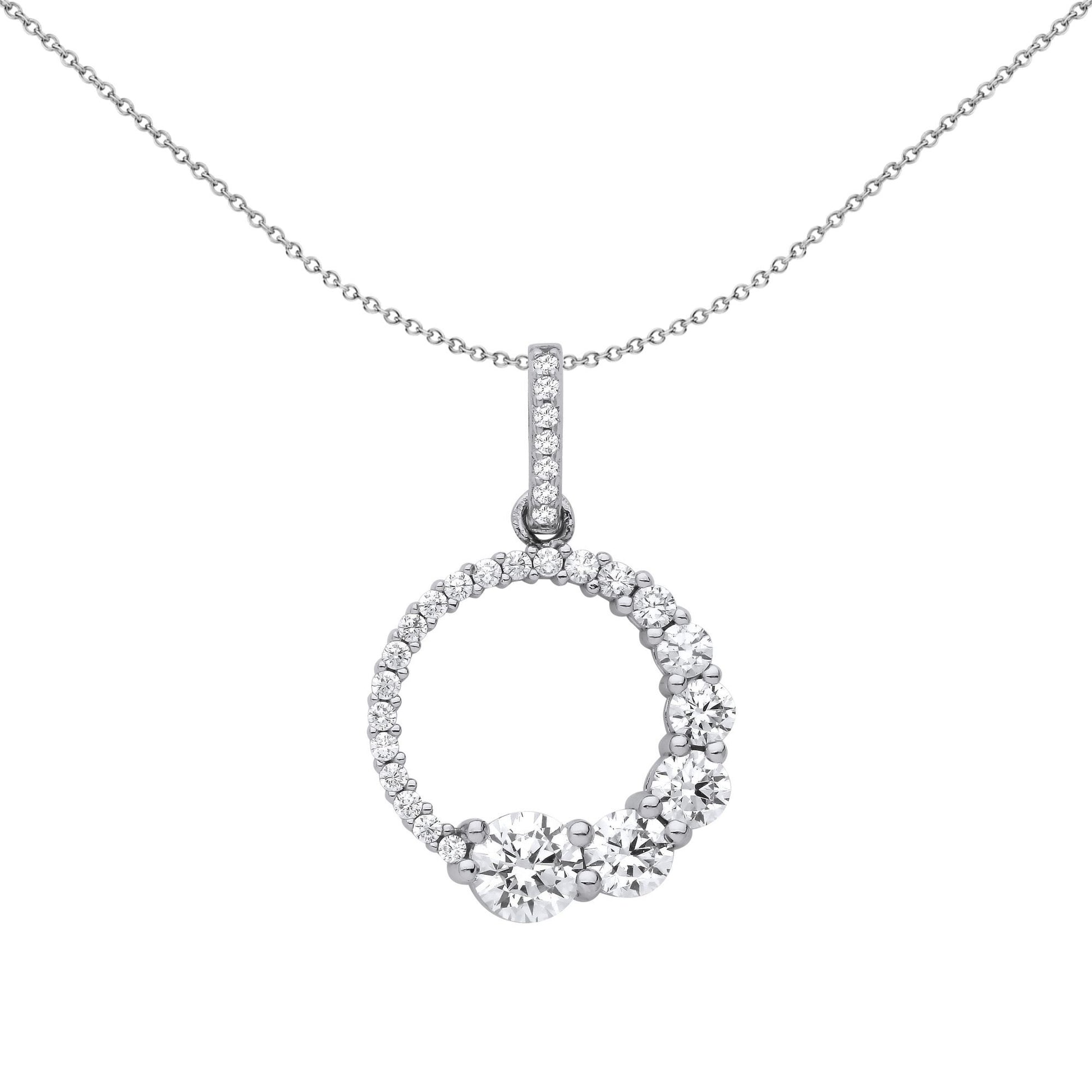 Silver  CZ Graduated Circle of Life Ouroboros Pendant Necklace - GVP662