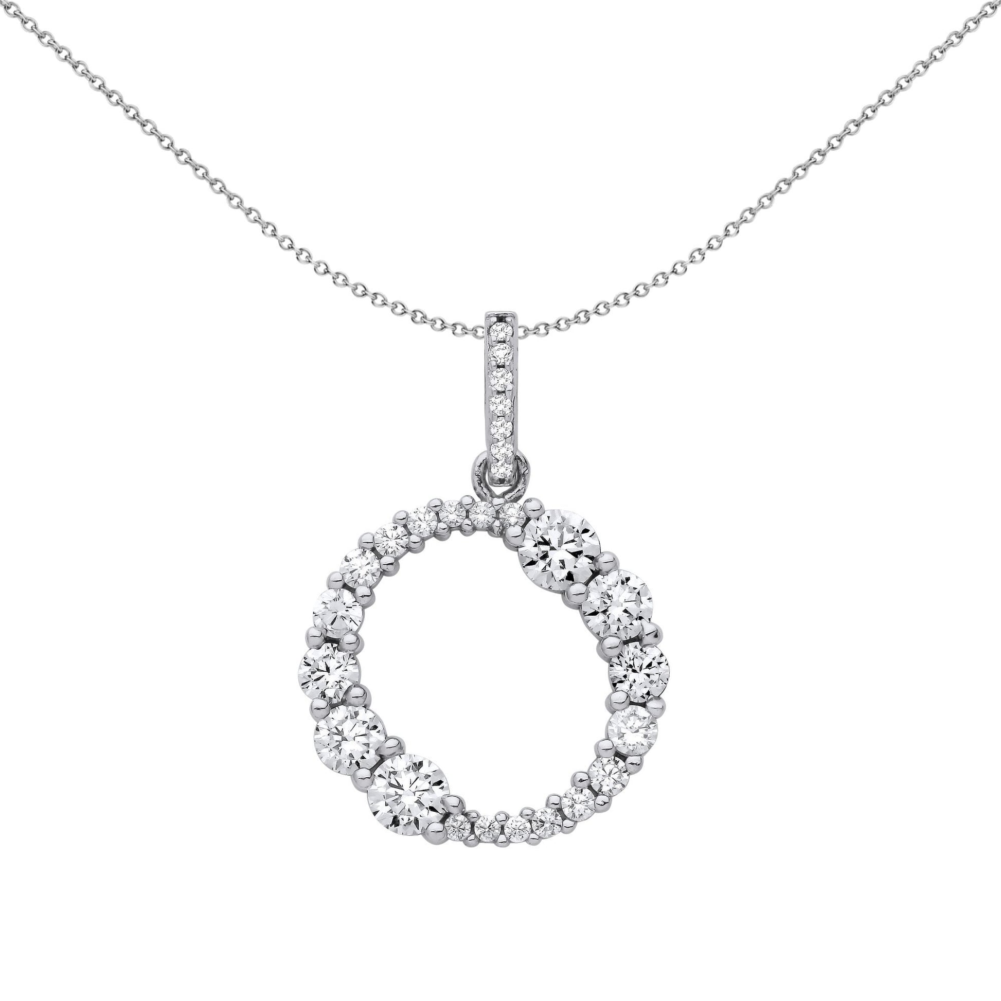 Silver  CZ Circle of Life Double Ouroboros Pendant Necklace - GVP663