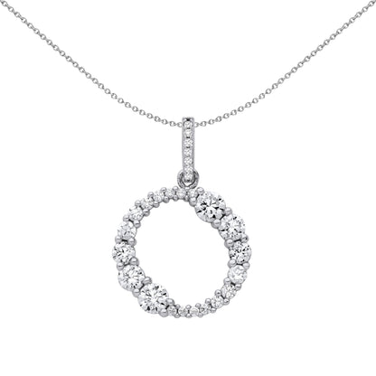 Silver  CZ Circle of Life Double Ouroboros Pendant Necklace - GVP663