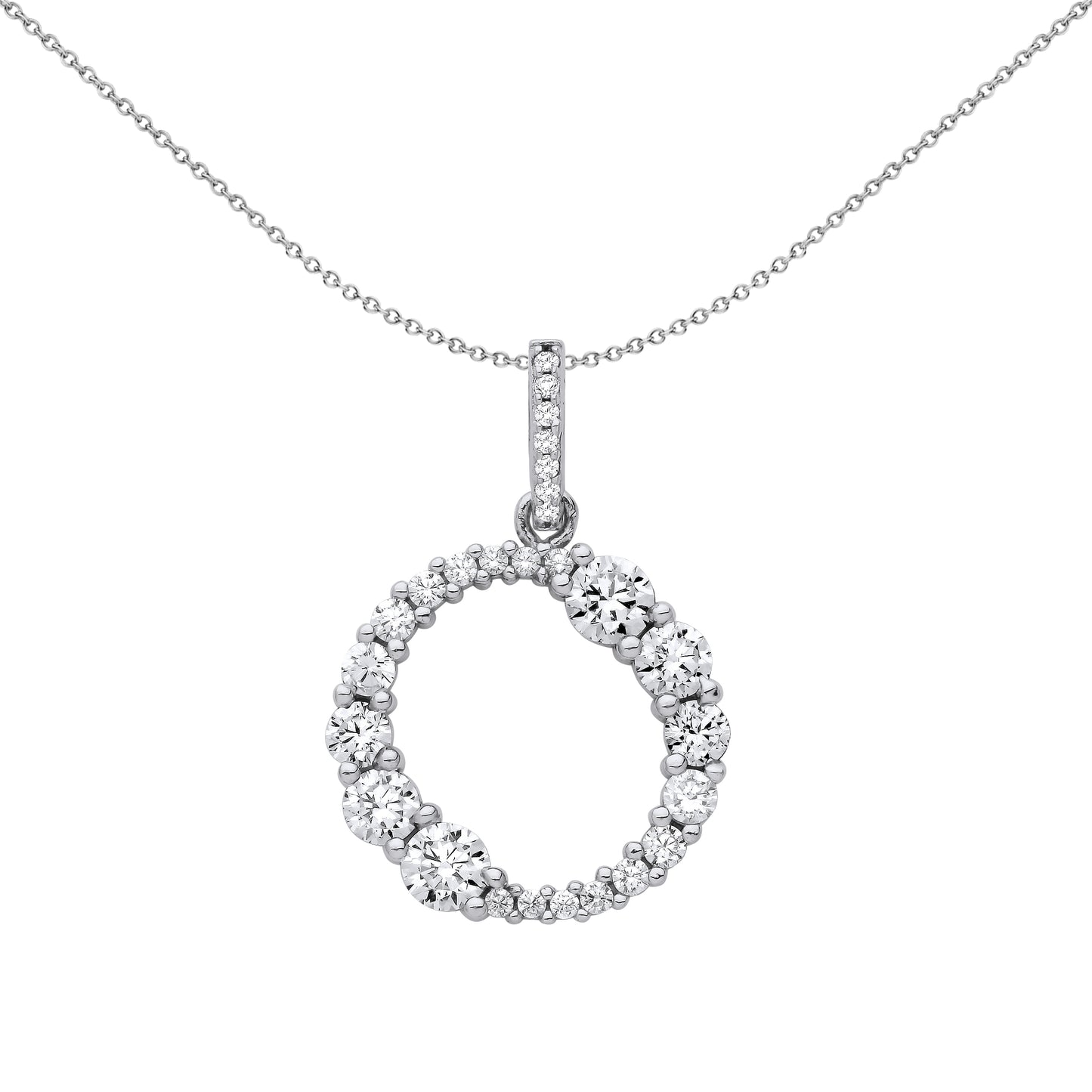 Silver  CZ Circle of Life Double Ouroboros Pendant Necklace 18" - GVP663