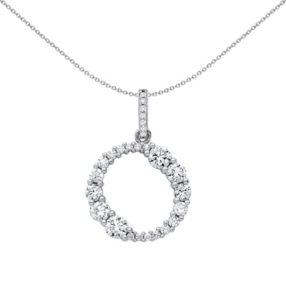 Silver  CZ Circle of Life Double Ouroboros Pendant Necklace 18" - GVP663